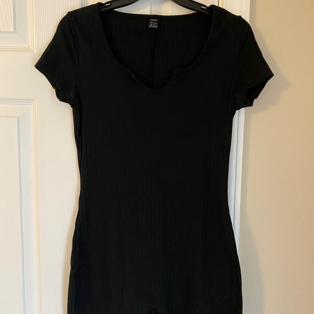 Women’s Short Sleeves Body Con Romper Shein Medium Black Stretch